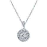 0.40ct Round Brilliant Center and 0.50ct Side 14k White Gold Diamond Pendant