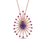 0.35ct Diamond & 1.59ct Pink Sapphire & Amethyst 14k Rose Gold Pendant