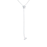 0.09ct 14k White Gold Diamond Star Lariat Necklace