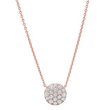 0.43ct 14k Rose Gold Diamond Pave Circle Necklace