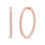 2.18ct 14k Rose Gold Diamond Hoop Earring