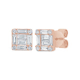 0.75ct 14k Rose Gold Diamond Baguette Stud Earring