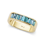 Cirque Small Baguette Square Stacking Band with London Blue Topaz, Indicolite Tourmaline, and Blue Topaz