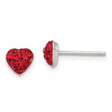 Sterling Silver Red Preciosa Crystal Heart Post Stud Earrings