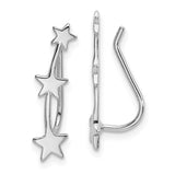 Sterling Silver Rhodium-plated Star Ear Climber Earrings