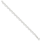 Sterling Silver 6inch Polished Fancy Heart Link Bracelet