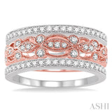 5/8 Ctw Round Cut Diamond Triple Band Set in 14K Rose and White Gold