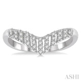 1/6 Ctw Chevron Cut Round Diamond Grill Ladies Ring in 10K White Gold