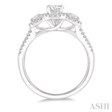 7/8 Ctw Round Triple Mount Diamond Ladies Engagement Ring in 14K White Gold