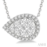 3/4 ctw Pear Shape Round Cut Diamond Lovebright Necklace in 14K White Gold