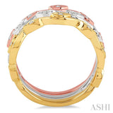 1/6 Ctw Marquise Shape Round Cut Diamond Triple Band Set in 14K Tri Color Gold