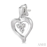 1/50 Ctw Single Cut Diamond Heart Earrings in Sterling Silver