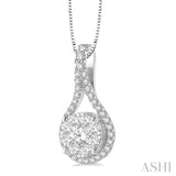 5/8 Ctw Lovebright Round Cut Diamond Pendant in 14K White Gold with Chain