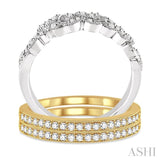 1/2 Ctw Round Cut Diamond Triple Band Set in 14K White and Yellow Gold