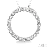 1/4 Ctw Circle of Love Round Cut Diamond Pendant With Chain in 14K White Gold