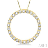 3/4 Ctw Circle of Love Round Cut Diamond Pendant With Chain in 14K Yellow Gold