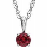 Sterling Silver 3 mm Imitation Ruby Youth Solitaire 14