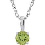Sterling Silver 3 mm Imitation Peridot Youth Solitaire 14