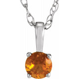 Sterling Silver 3 mm Imitation Citrine Youth Solitaire 14