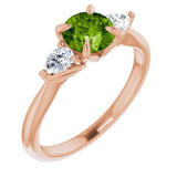 14K Rose Natural Peridot & 1/4 CTW Natural Diamond Ring