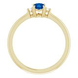 14K Yellow Lab-Grown Blue Sapphire & .04 CTW Natural Diamond Ring