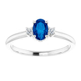 Platinum Lab-Grown Blue Sapphire & .04 CTW Natural Diamond Ring