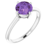 14K White Natural Amethyst Ring