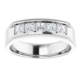 14K White 3/4 CTW Natural Diamond Milgrain Band