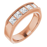 14K Rose 1 1/4 CTW Natural Diamond Milgrain Band