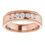 14K Rose 3/8 CTW Natural Diamond Milgrain Band