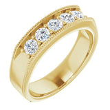 14K Yellow 3/4 CTW Natural Diamond Milgrain Band