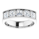 14K White 1 9/10 CTW Natural Diamond Milgrain Band