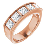 14K Rose 2 5/8 CTW Natural Diamond Milgrain Band