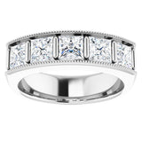 14K White 2 5/8 CTW Natural Diamond Milgrain Band