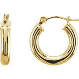 14K Yellow 15 mm Tube Hoop Earrings