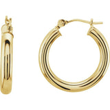 14K Yellow 20 mm Tube Hoop Earrings