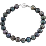 Sterling Silver Cultured Black Freshwater Pearl 7 3/4