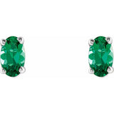 14K White Lab-Grown Emerald Earrings