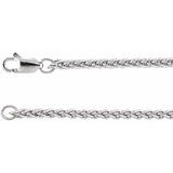 Rhodium-Plated Sterling Silver 2.4 mm Wheat 7