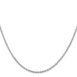 14K White Gold 18 inch 1.5mm Diamond-cut Rope with Lobster Clasp Chain