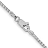 14K White Gold 20 inch 1.9mm Box with Lobster Clasp Chain
