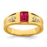 14k Ruby and Diamond Mens Ring