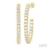 1/2 ctw French Pave Set Round Cut Diamond Fashion Half Hoop Earring in 14K Yellow Gold