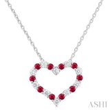 Heart Shape Gemstone & Diamond Fashion Pendant