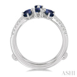 3/8 ctw Pear Cut 4x3MM Sapphire and Round Cut Diamond Insert Ring in 14K White Gold