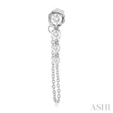 1/2 ctw Journey Round Cut Diamond Fashion Long Chain Earring in 14K White Gold
