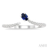 1/10 ctw Petite 4X3MM Oval Cut Sapphire and Round Cut Diamond Precious Fashion Ring in 10K White Gold
