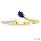 1/10 ctw Petite 4X3MM Oval Cut Sapphire and Round Cut Diamond Precious Fashion Ring in 10K Yellow Gold