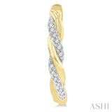 1/10 ctw Entwined Front Round Cut Diamond Fashion Hoop Earring in 10K Yellow Gold