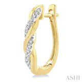 1/10 ctw Entwined Front Round Cut Diamond Fashion Hoop Earring in 10K Yellow Gold